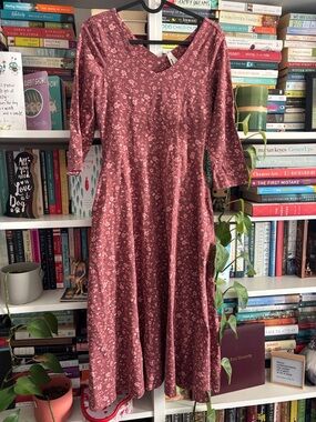 Pact Rose Floral V‑Neck Midi Dress